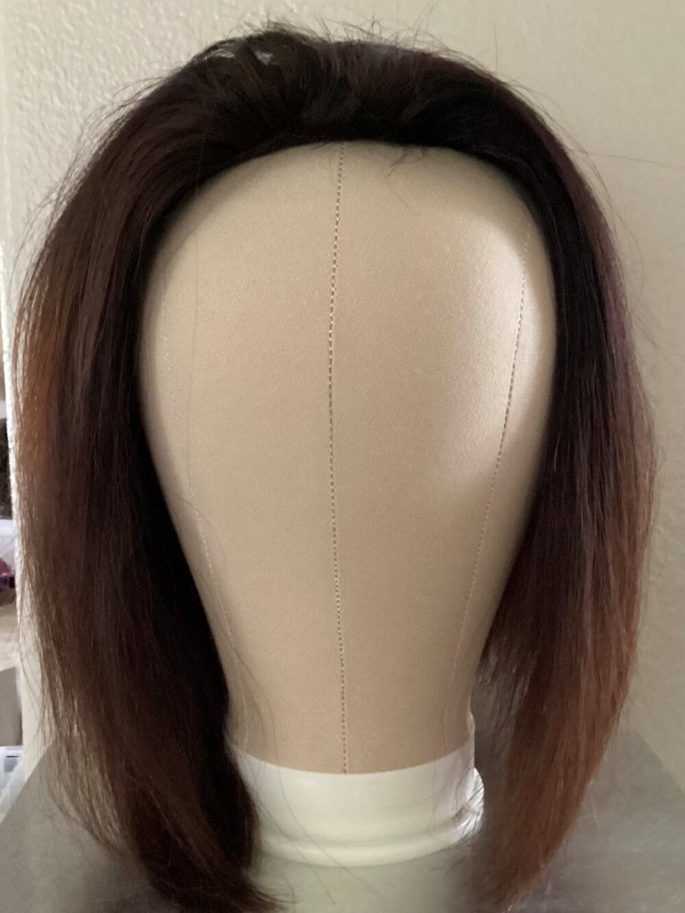 Human hair fall, hair piece, auburn, brunette, (Length - 17 ")